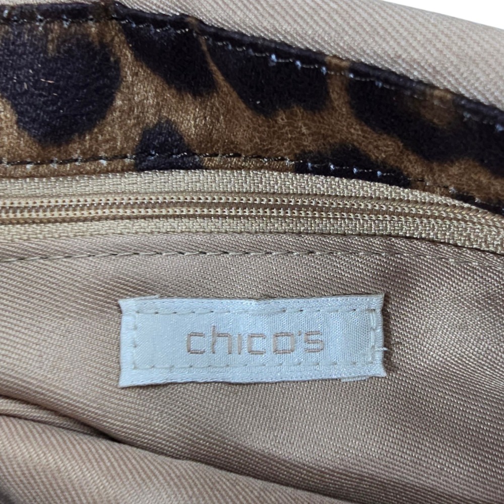 Chico's Leopard Print Crossbody Bag Brown Gold Chain Turnlock Classic Chic OS - Picture 8 of 12